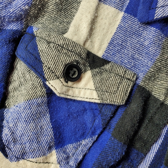 Faded Glory Blue Gray White Boys Flannel Shirt Size Small 6-7 EUC - Picture 12 of 14